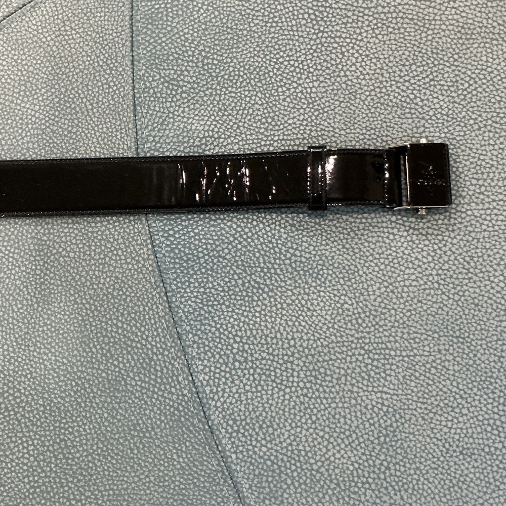 Prada Glossy Black Belt with Silver Buckle - Picture 3 of 11
